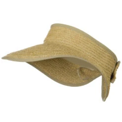 Raffia Wide Brim Roll Up Visor