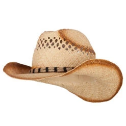 Raffia Straw Cowboy Hat With Natural Rope Trim Strap