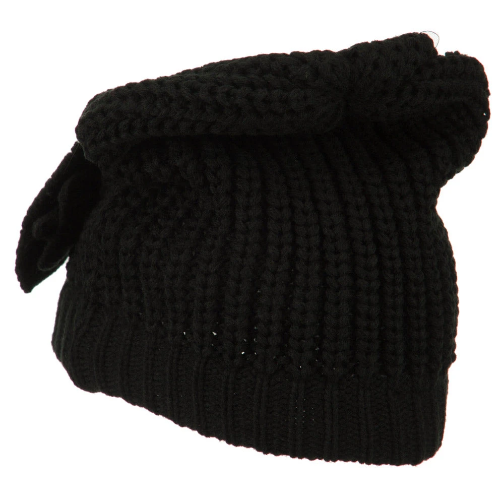Big Crown Crocheted Bow Beanie - Image 2