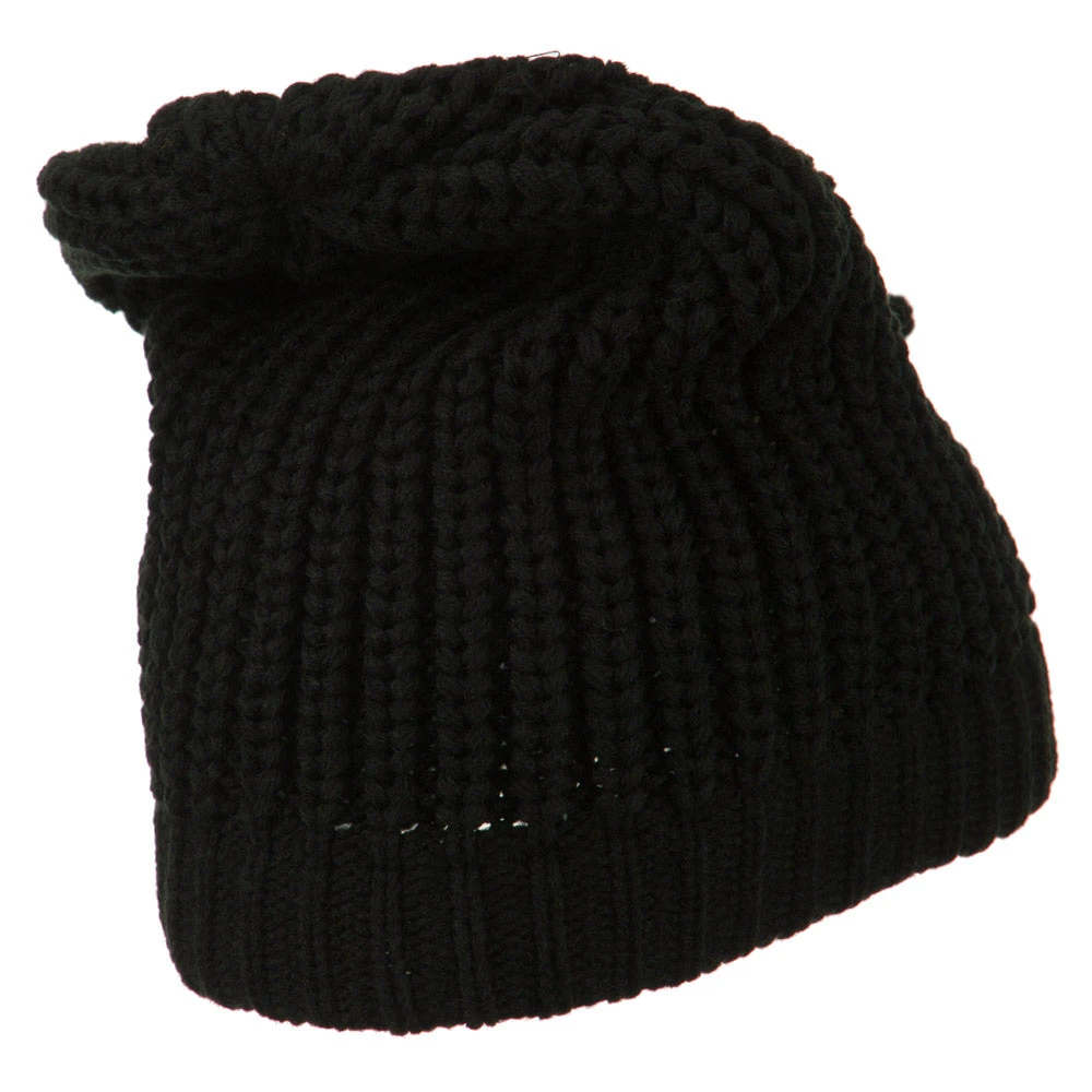 Big Crown Crocheted Bow Beanie - Image 3