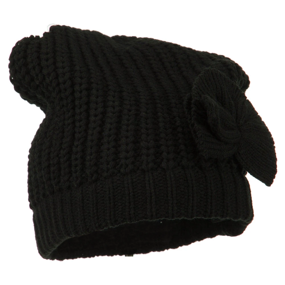 Big Crown Crocheted Bow Beanie - Image 4