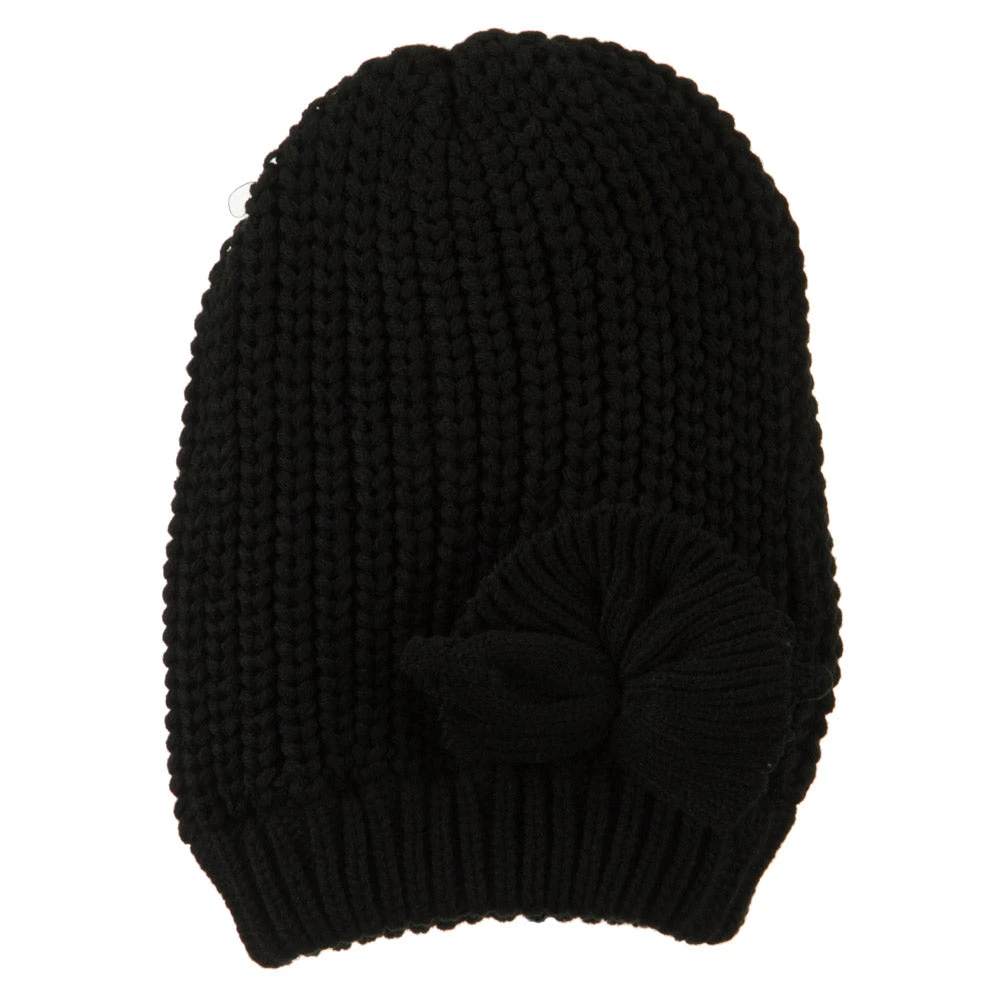 Big Crown Crocheted Bow Beanie - Image 5
