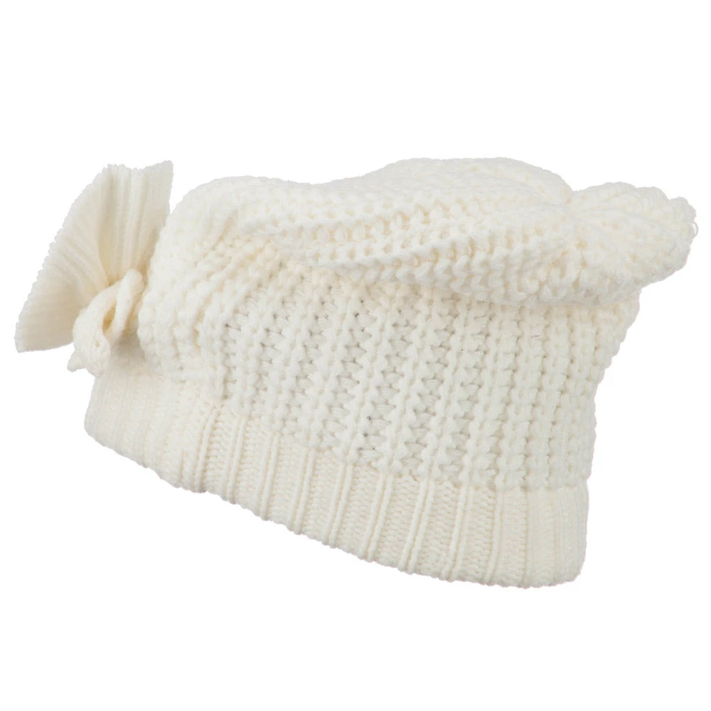 Big Crown Crocheted Bow Beanie - Image 7