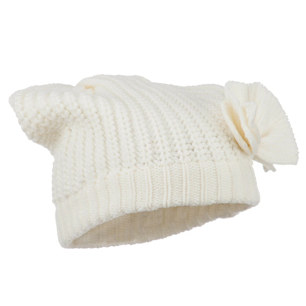 Big Crown Crocheted Bow Beanie - Image 10