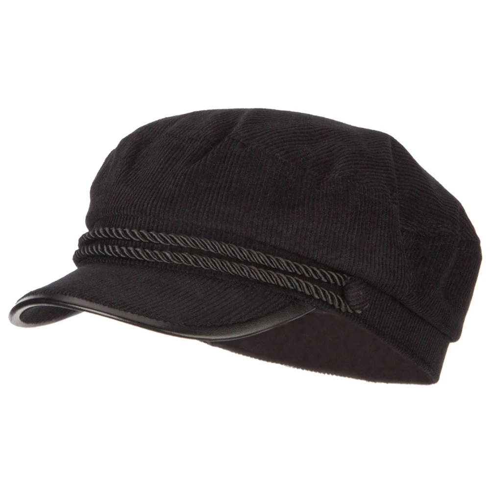 Corduroy Greek Fisherman Captain Cap With Rope