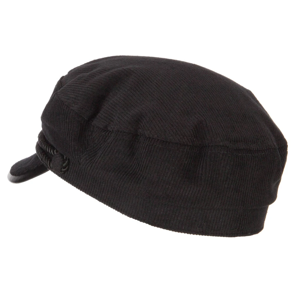 Corduroy Greek Fisherman Captain Cap With Rope - Image 2