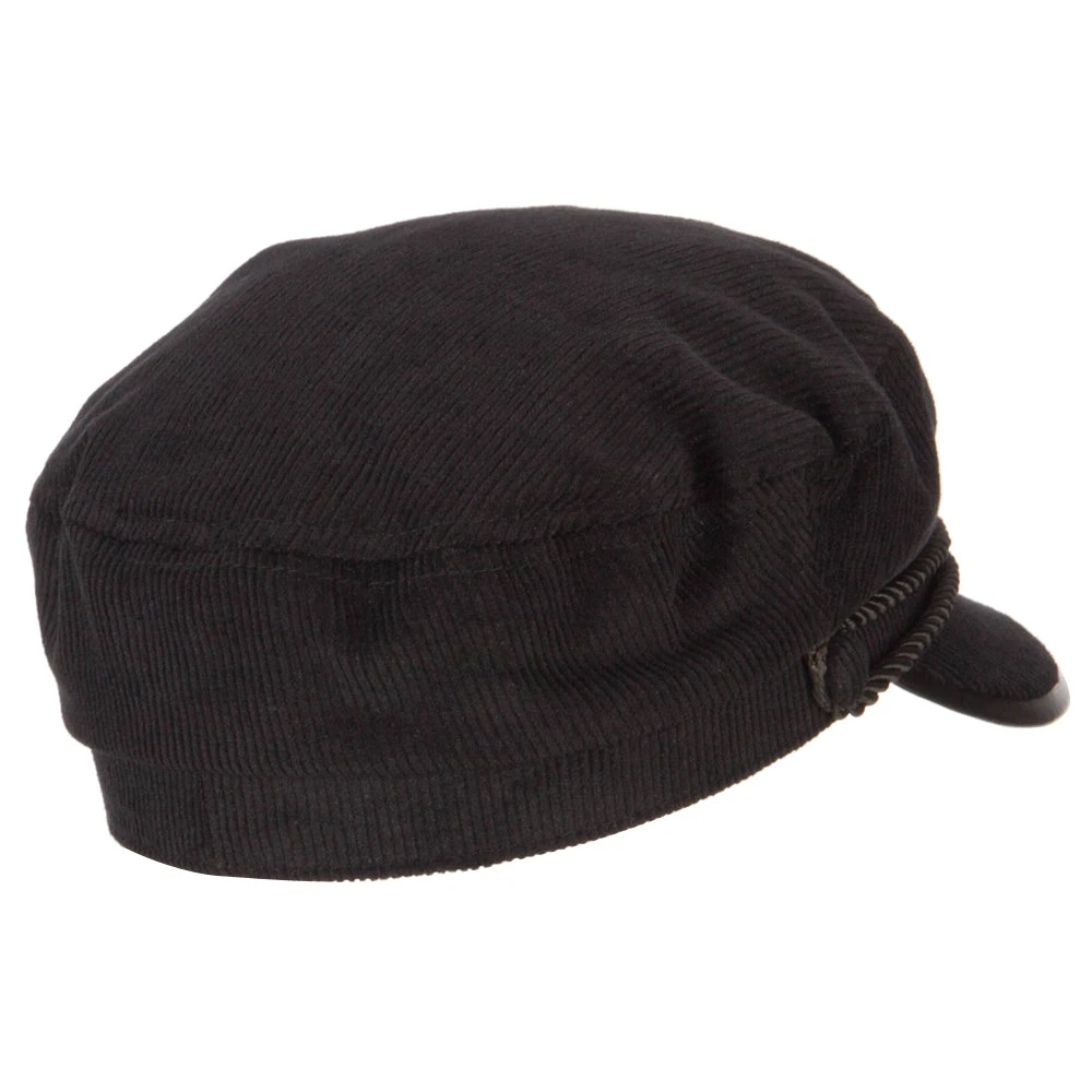 Corduroy Greek Fisherman Captain Cap With Rope - Image 3