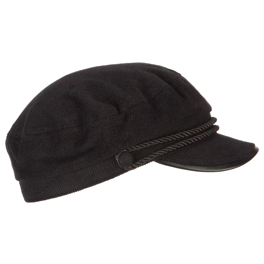 Corduroy Greek Fisherman Captain Cap With Rope - Image 4