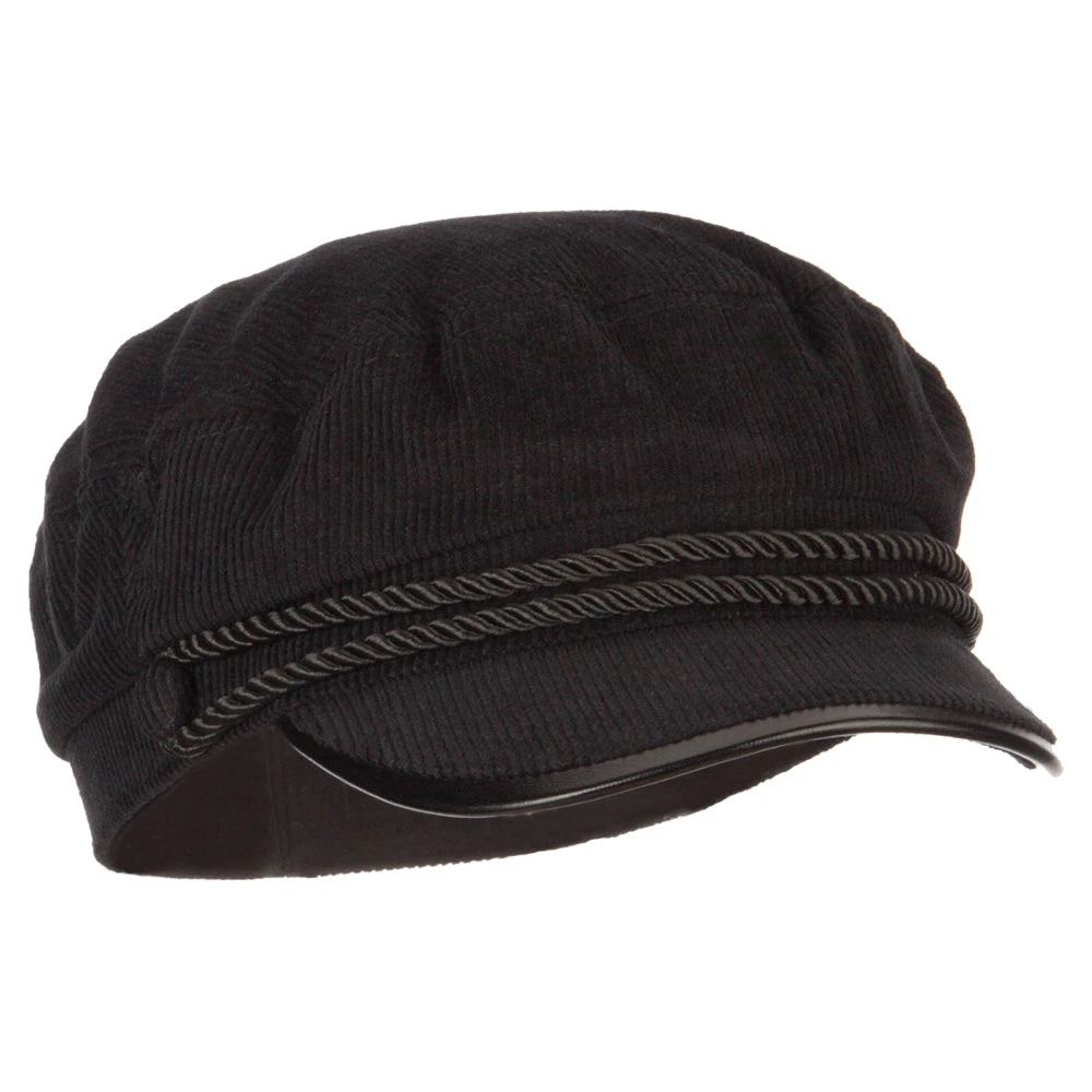 Corduroy Greek Fisherman Captain Cap With Rope - Image 5