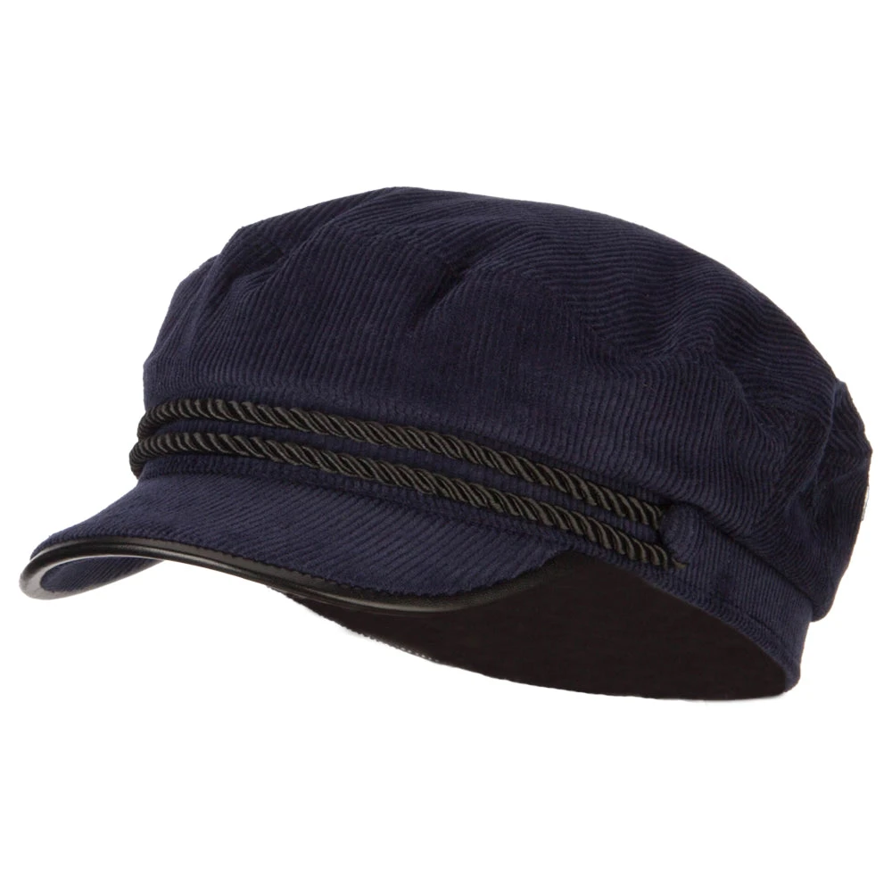 Corduroy Greek Fisherman Captain Cap With Rope - Image 6