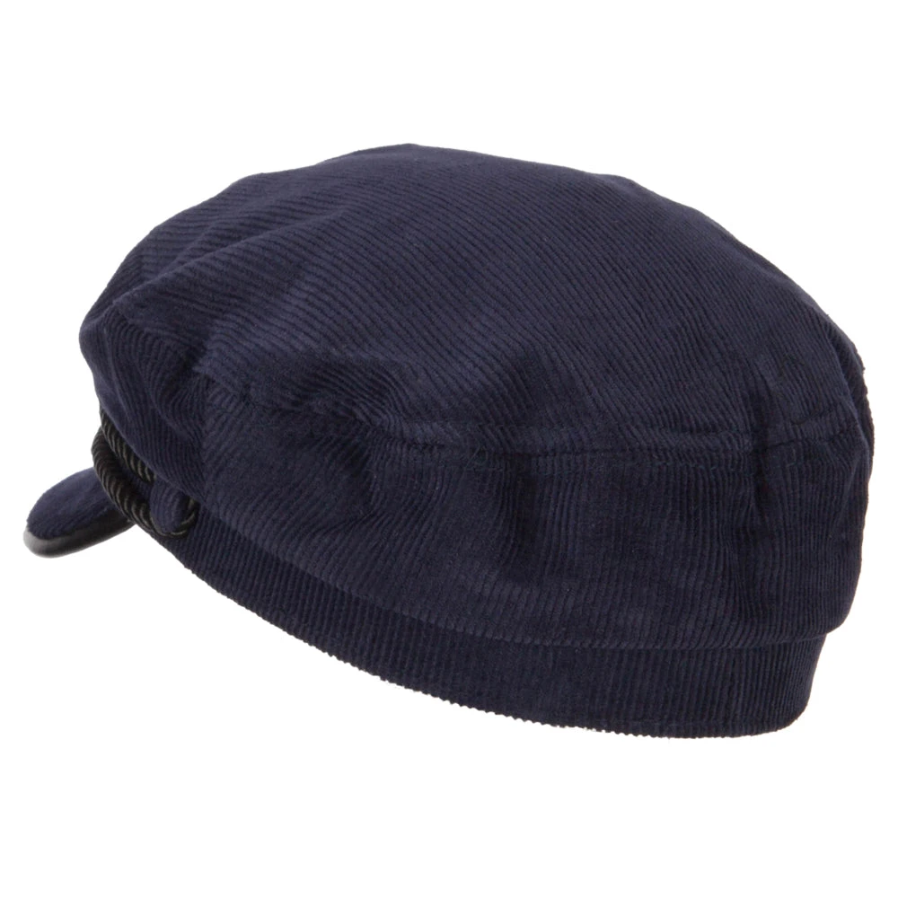 Corduroy Greek Fisherman Captain Cap With Rope - Image 7