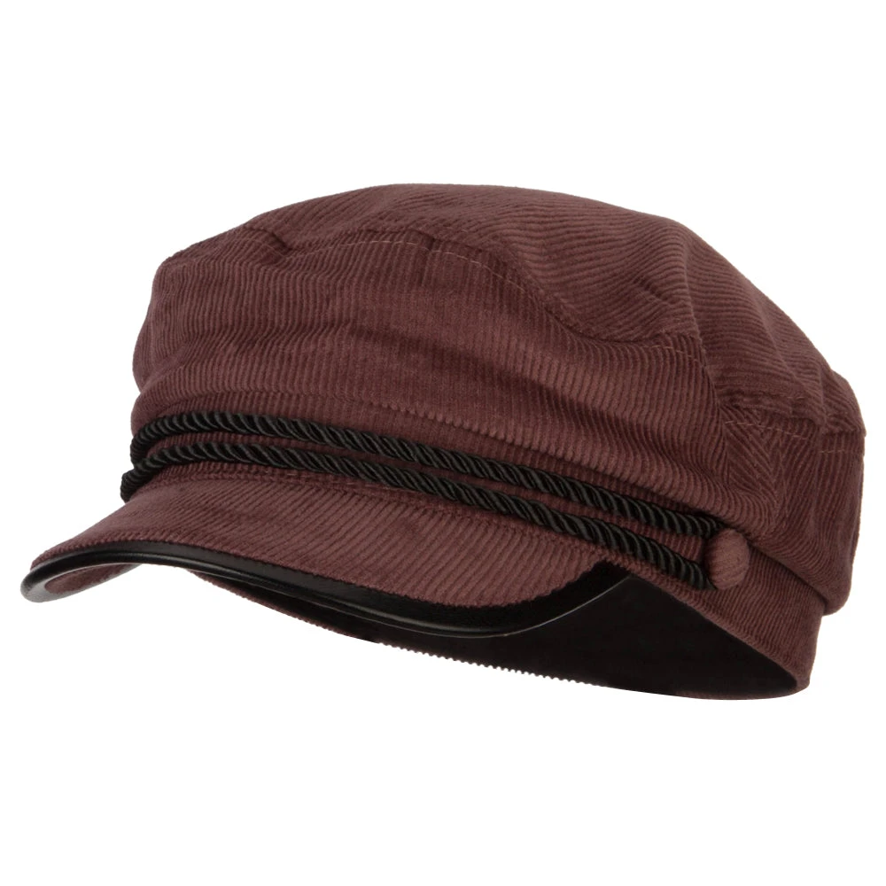 Corduroy Greek Fisherman Captain Cap With Rope - Image 11