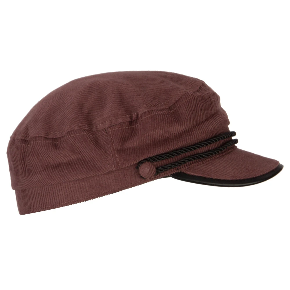 Corduroy Greek Fisherman Captain Cap With Rope - Image 14