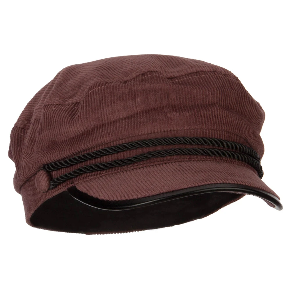 Corduroy Greek Fisherman Captain Cap With Rope - Image 15