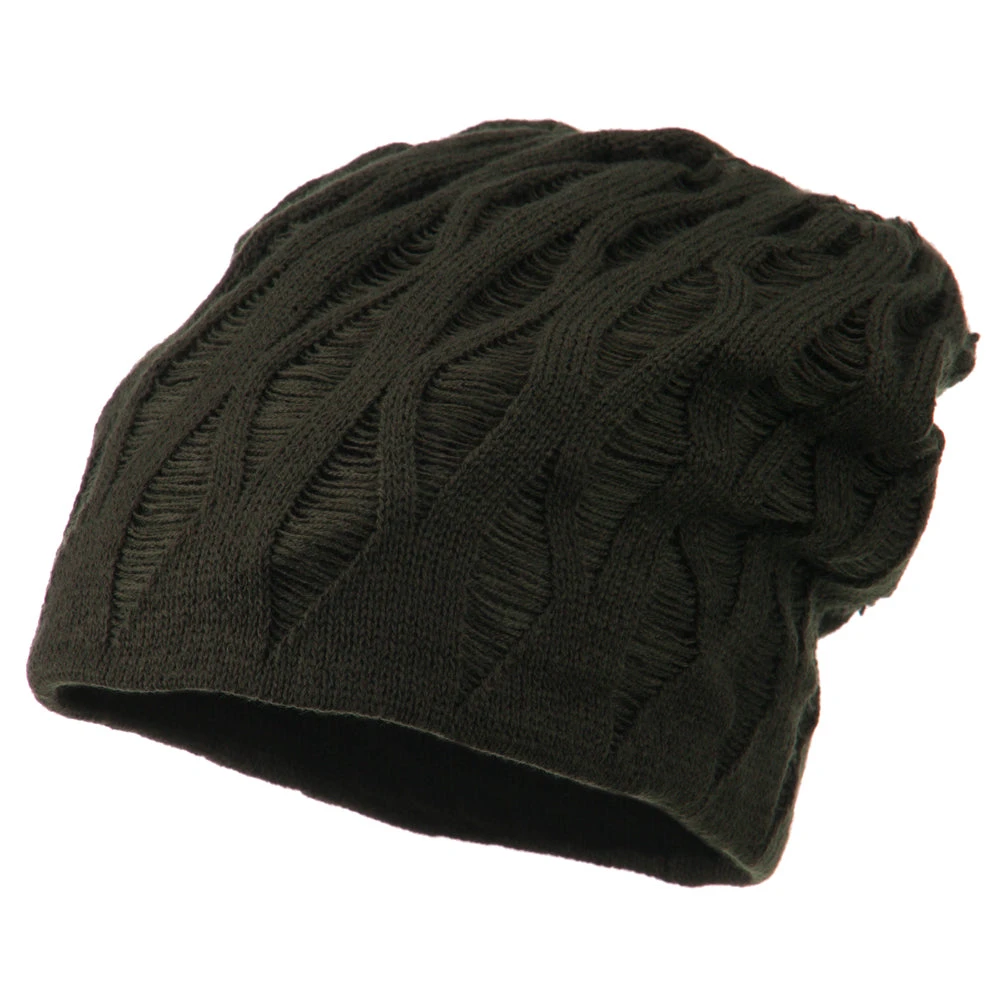Deep Crown Distressed Reversible Beanie