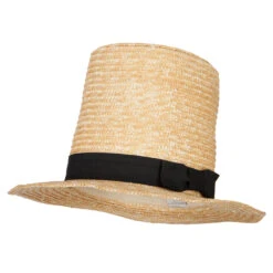 Extra High Wheat Straw Fedora Top Hat