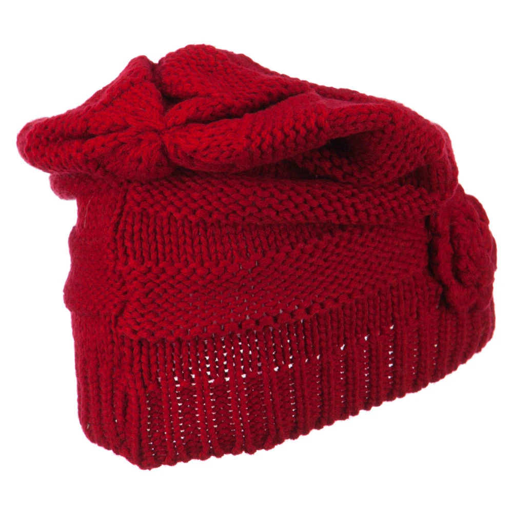 Flower Knit Long Beanie - Image 2