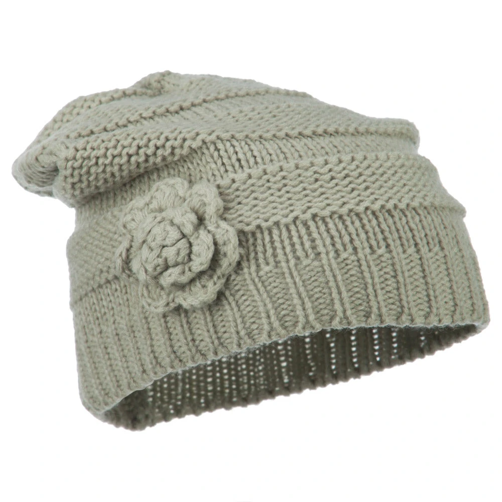 Flower Knit Long Beanie - Image 11