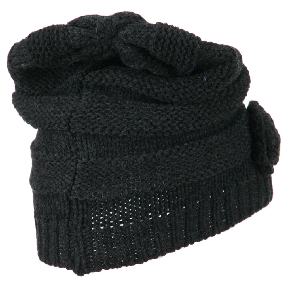 Flower Knit Long Beanie - Image 17