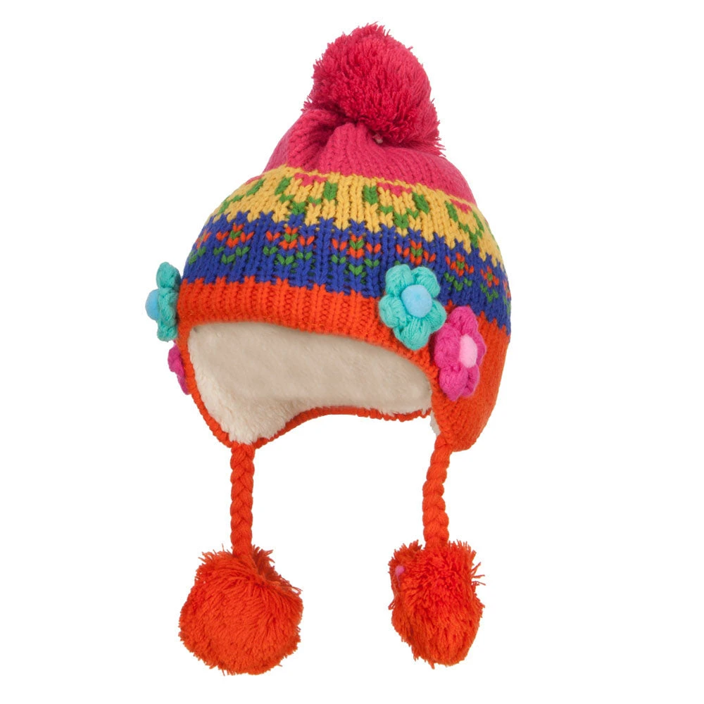 Girl's Flowers Detailed Ski Beanie - Image 11