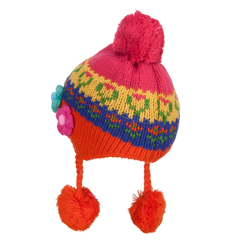 Girl's Flowers Detailed Ski Beanie - Image 12