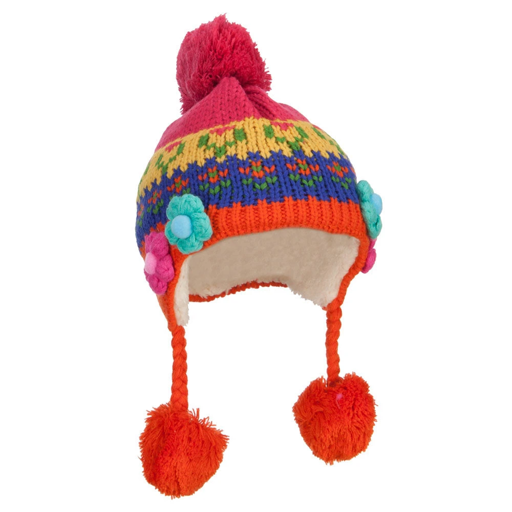 Girl's Flowers Detailed Ski Beanie - Image 14