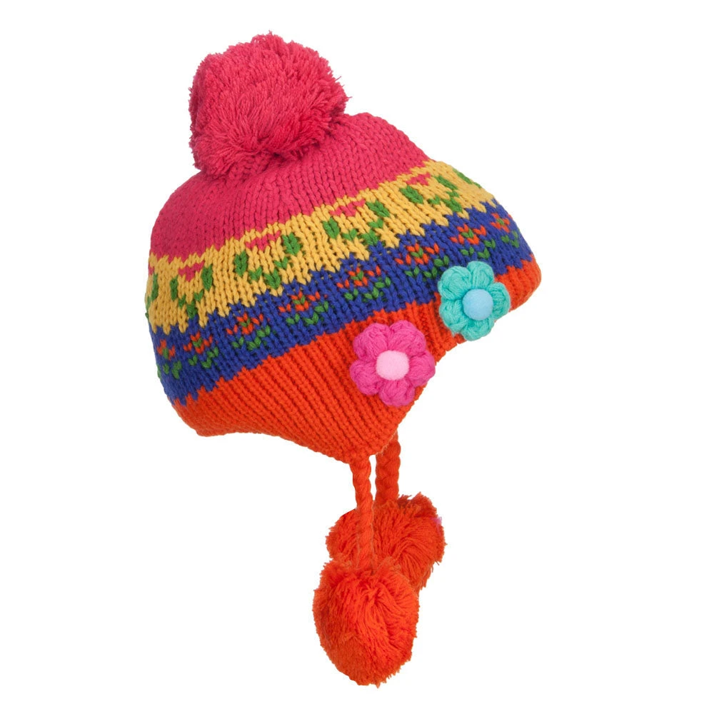 Girl's Flowers Detailed Ski Beanie - Image 15
