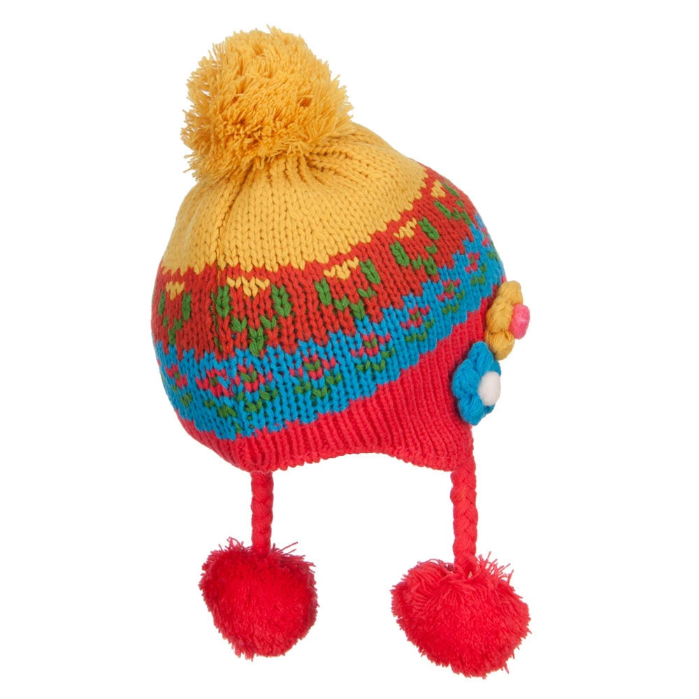 Girl's Flowers Detailed Ski Beanie - Image 3