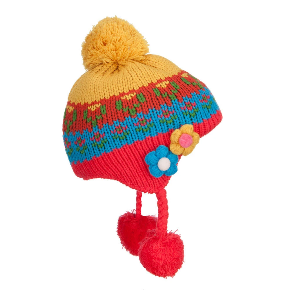 Girl's Flowers Detailed Ski Beanie - Image 5