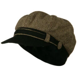 Wool Blend Herringbone Newsboy Cap
