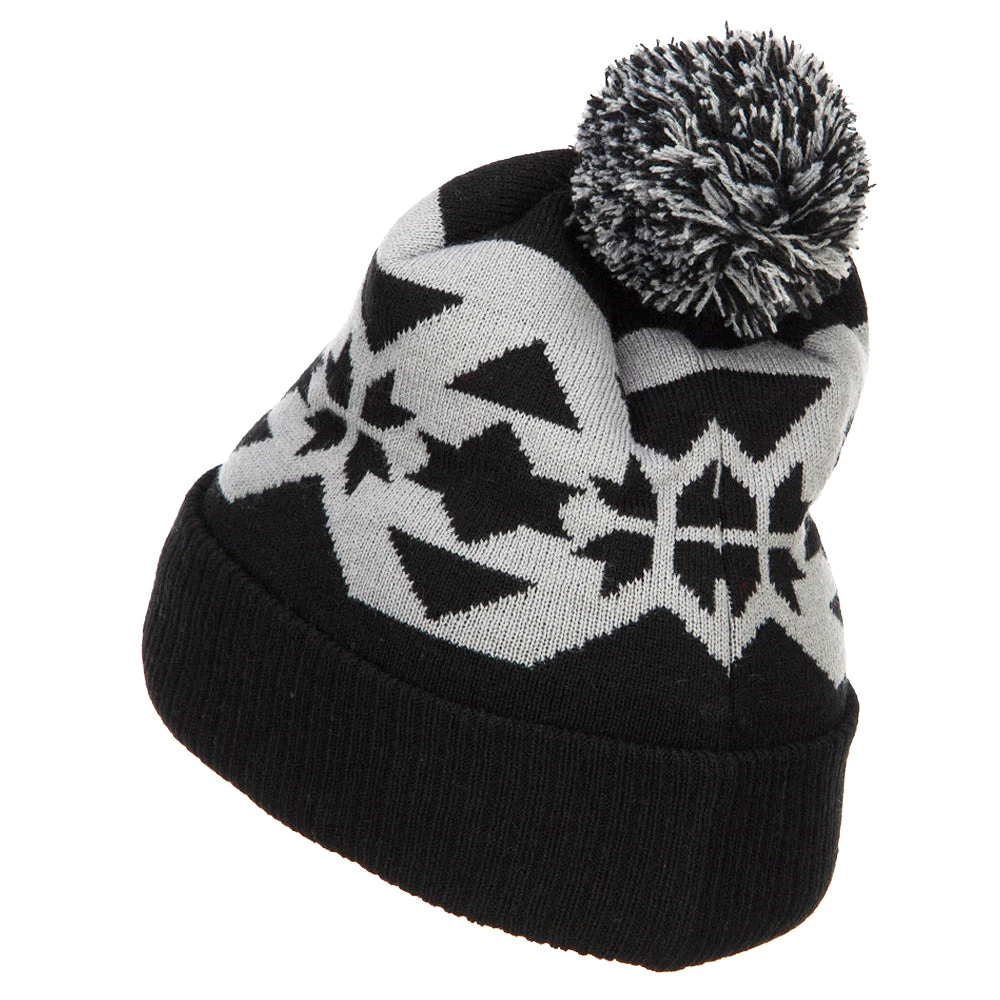 Jacquard Knit Pom Beanie - Image 2