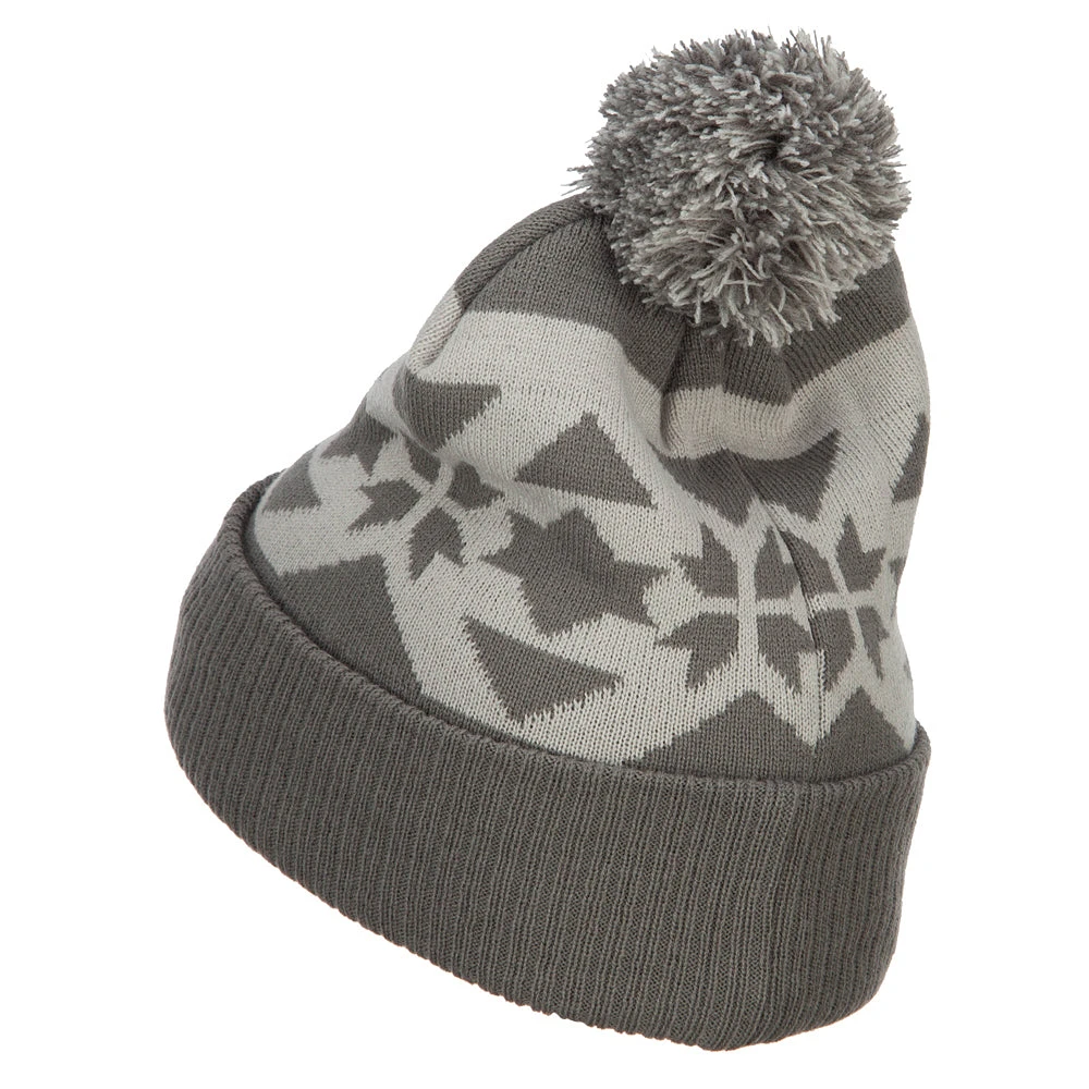 Jacquard Knit Pom Beanie - Image 7
