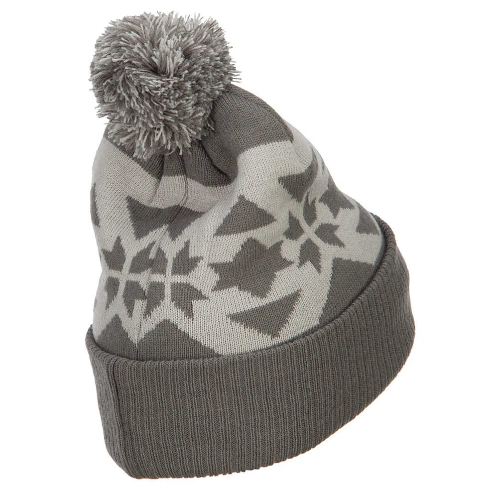 Jacquard Knit Pom Beanie - Image 8