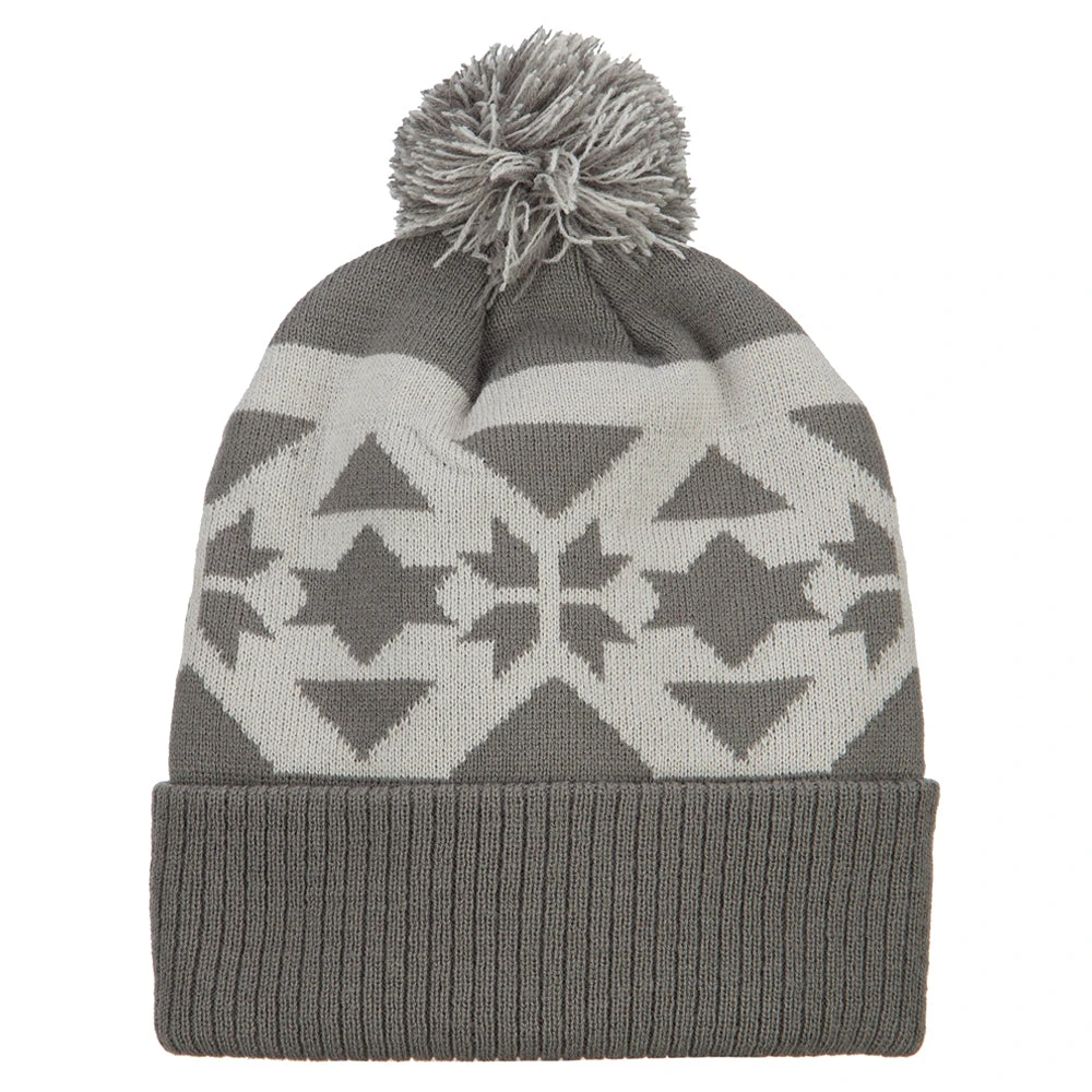 Jacquard Knit Pom Beanie - Image 10
