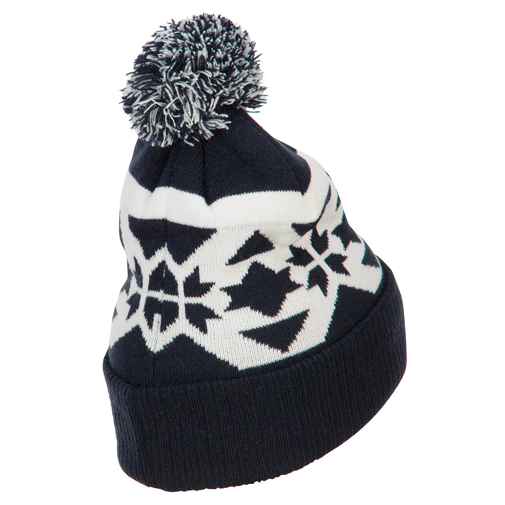 Jacquard Knit Pom Beanie - Image 13