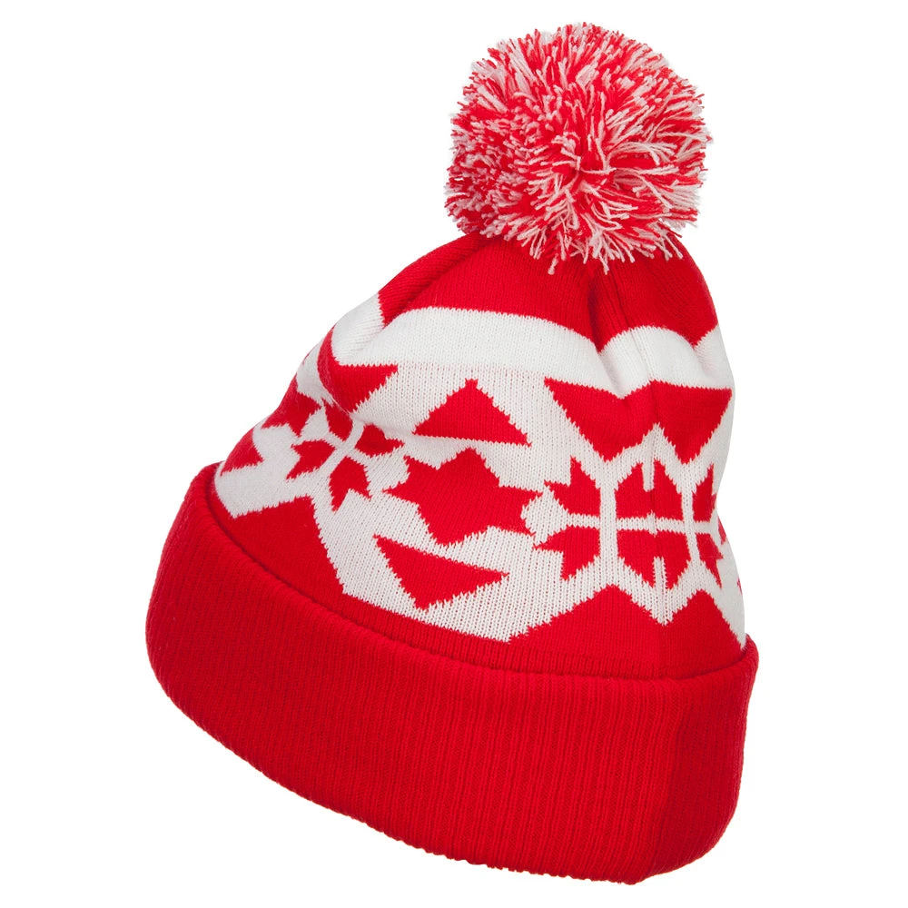 Jacquard Knit Pom Beanie - Image 17