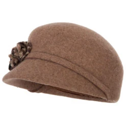 Women's Flower Detailed Band Accented Short Brim Newsboy Cap Style Hat