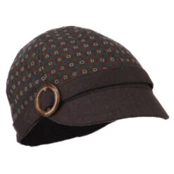 Muffy 6 Panel Round Buckle Cabbie Cap