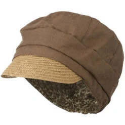 Women's Paper Straw Brim Crushable Cabbie Hat