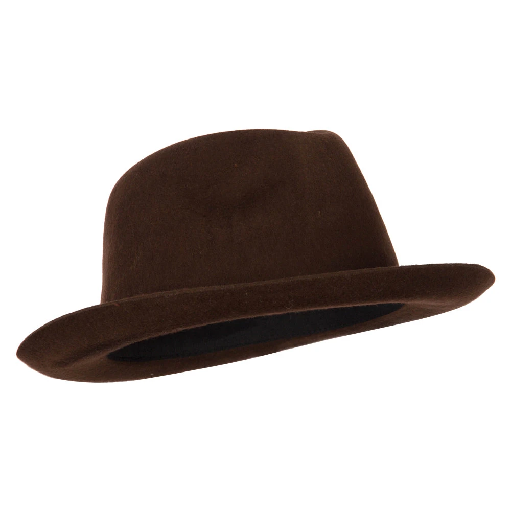 Unisex Braided Leatherette Band Pinched Crown Brushed Wool Felt Fedora Hat - Image 4