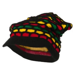 10 Inch Rasta Style Beanie Cap