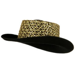 Sequin Band Wool Felt Hat