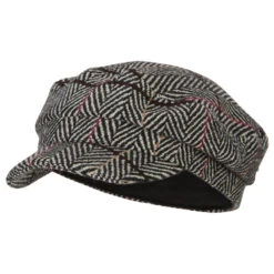 Stripe Patterned Herringbone Greek Captain Cap