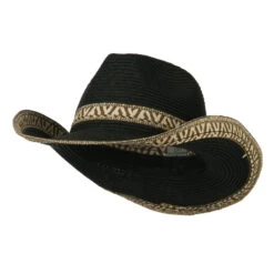 Paper Sewn Braid Designed Cowboy Hat