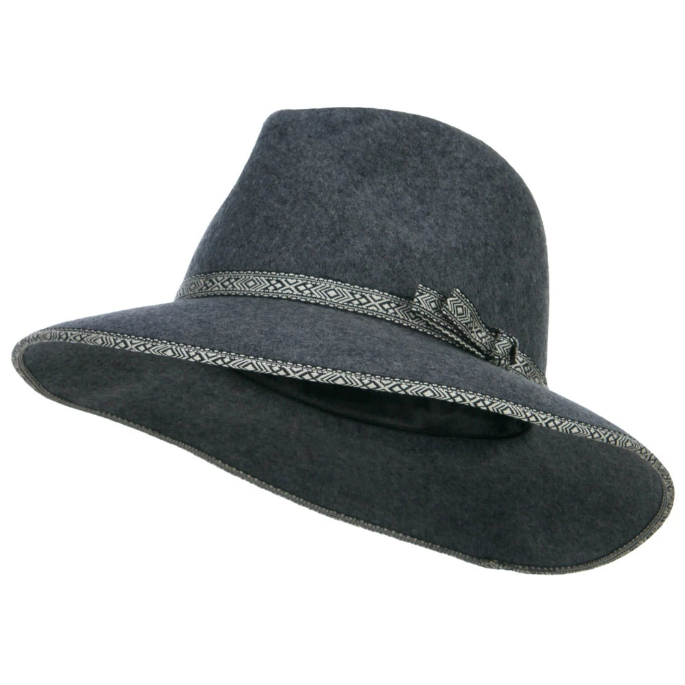 Women's Tribal Trim Wool Fedora
