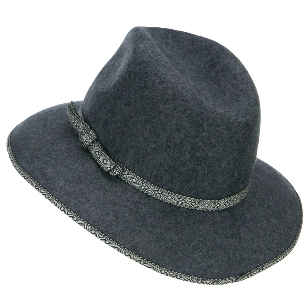 Women's Tribal Trim Wool Fedora - Image 2