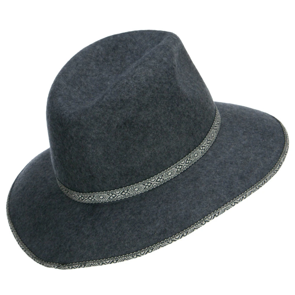 Women's Tribal Trim Wool Fedora - Image 3