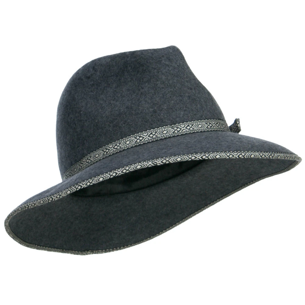 Women's Tribal Trim Wool Fedora - Image 4