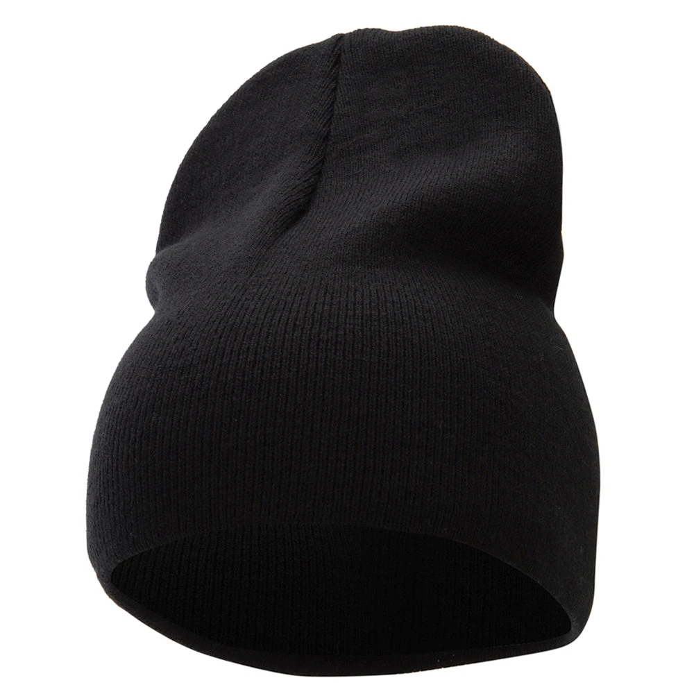 8 Inch Solid Knit Short Beanie Made In USA