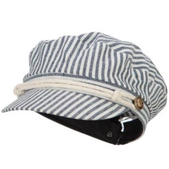 Women's Rope Accent Band Greek Sailor Stripe Hat